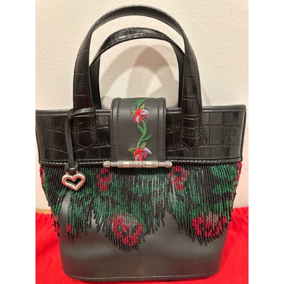 Brighton Collectibles 2000 Limited Edition 495 of 500 Black Beaded Floral Purse - Picture 3 of 6